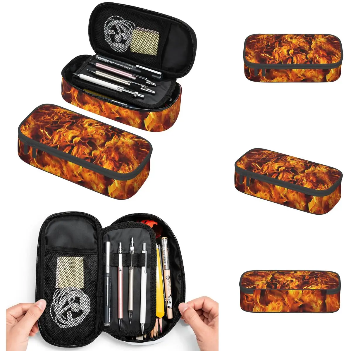 Fire And Flames Pattern Pencil Cases Large Capacity Pen Bags Pen Box Pencil Pouch For Boys Girls Students Stationery School