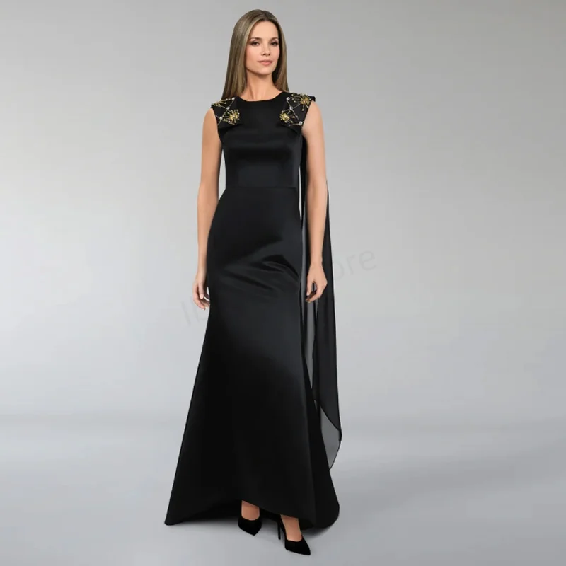 

Элегантные вечерние платья русалки по индивидуальному заказу, черные платья для выпускного вечера без рукавов с капюшоном на спине, свадебное платье для гостей, расшитое бисером