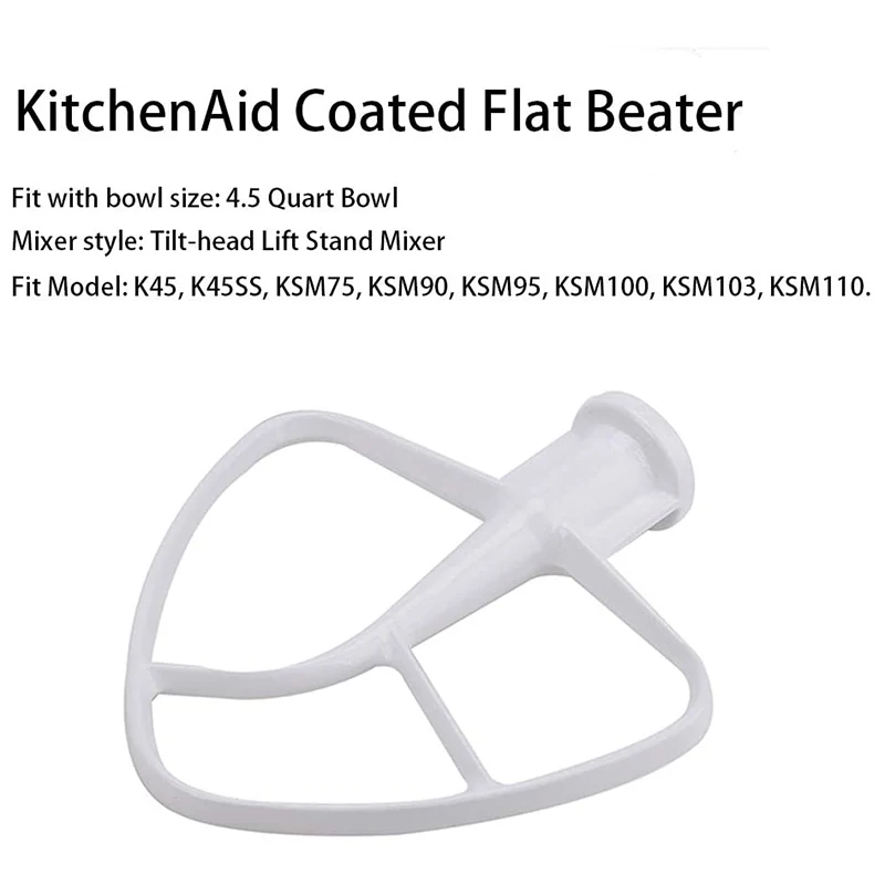 K45DH Dough Hook K45B Coated Flat Beater K45WW Wire Whip Fit for Stand Mixer with 4.5Qt 5 Qt Bowl for Kitchen Aid image 4