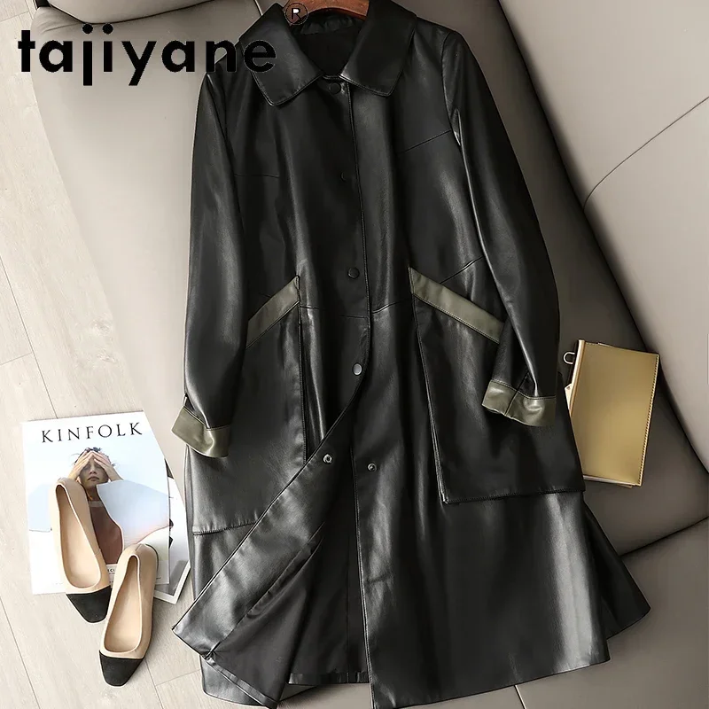 Tajiyane Echtem Leder Frauen Jacke Echt Schaffell Langen Mantel Frühling Dünne Oberbekleidung Frau Korean Fashion Kleidung Casaco HLY32