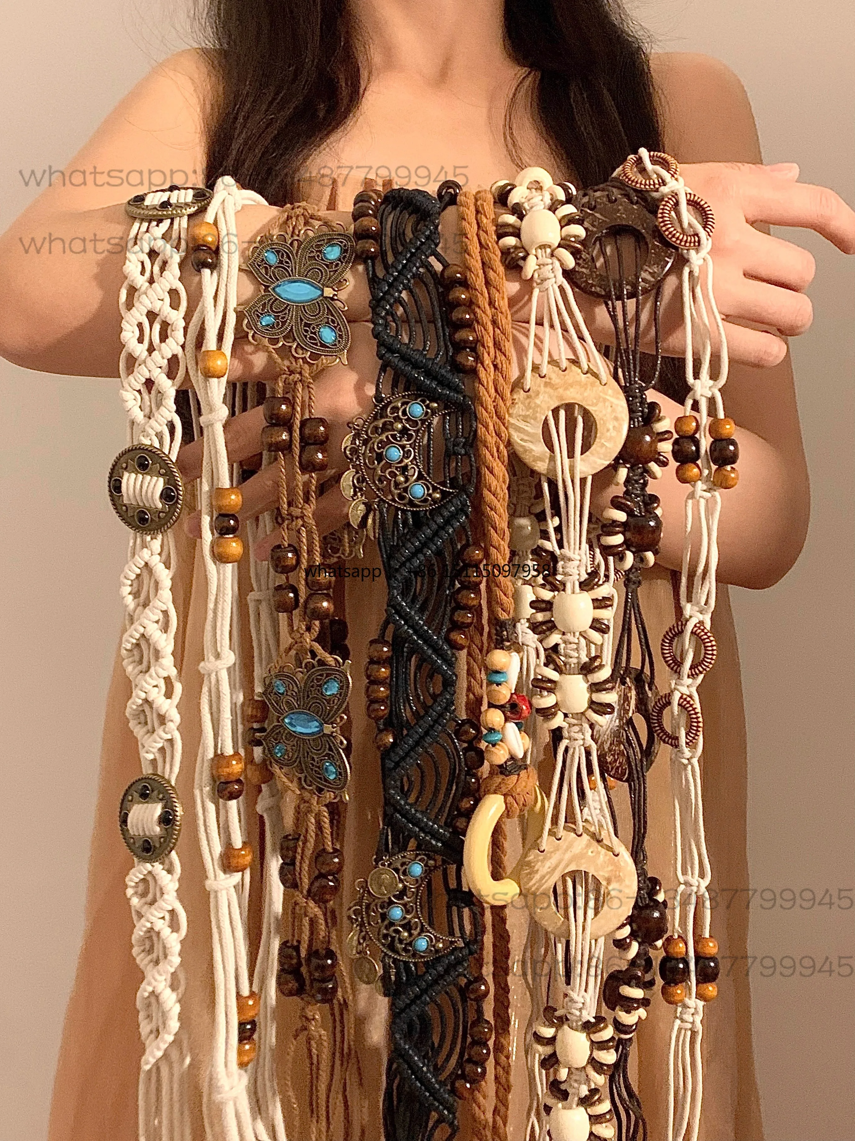 Bohemian retro style belt women's hand-woven decoration with skirt temperament versatile high sense niche waist chain