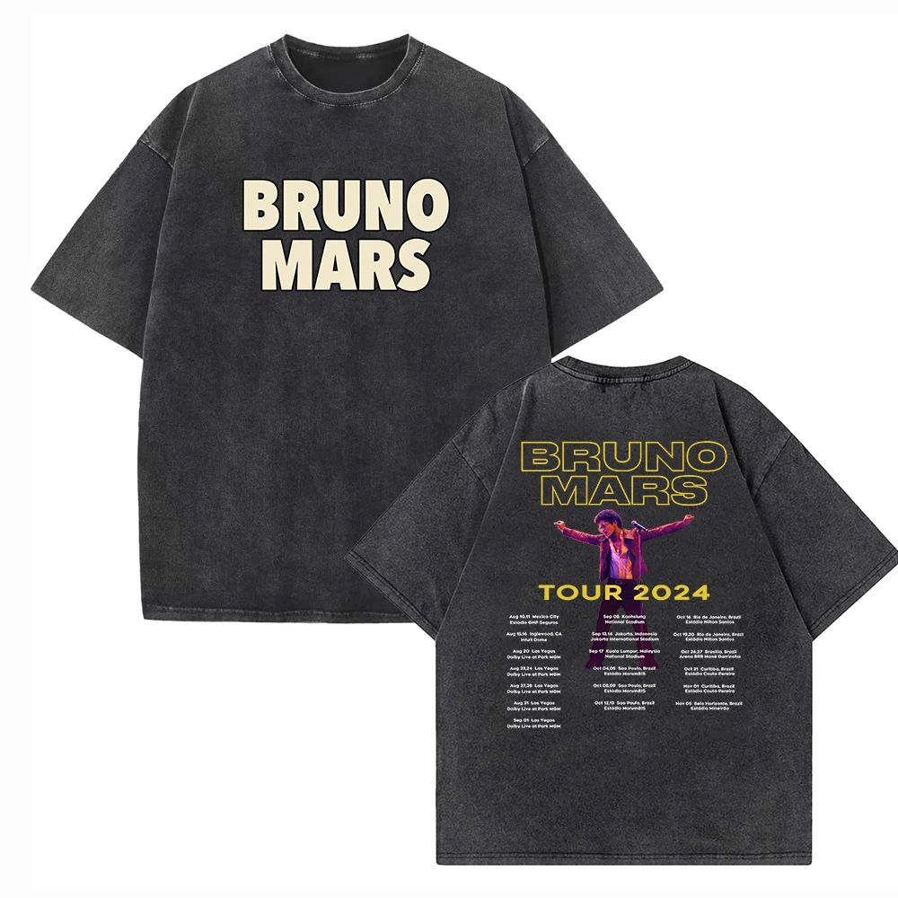 Bruno Mars Tour 2024 Vintage Harajuku Summer Unisex O-Neck Short Sleeve Cotton T-Shirts