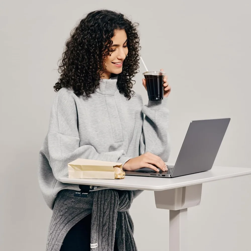 TopJob ANYDESK FOLD Mobile Standing Desk, Portable with Lockable Wheels, Foldable Stand Desk, Rolling Computer Workstations, Use