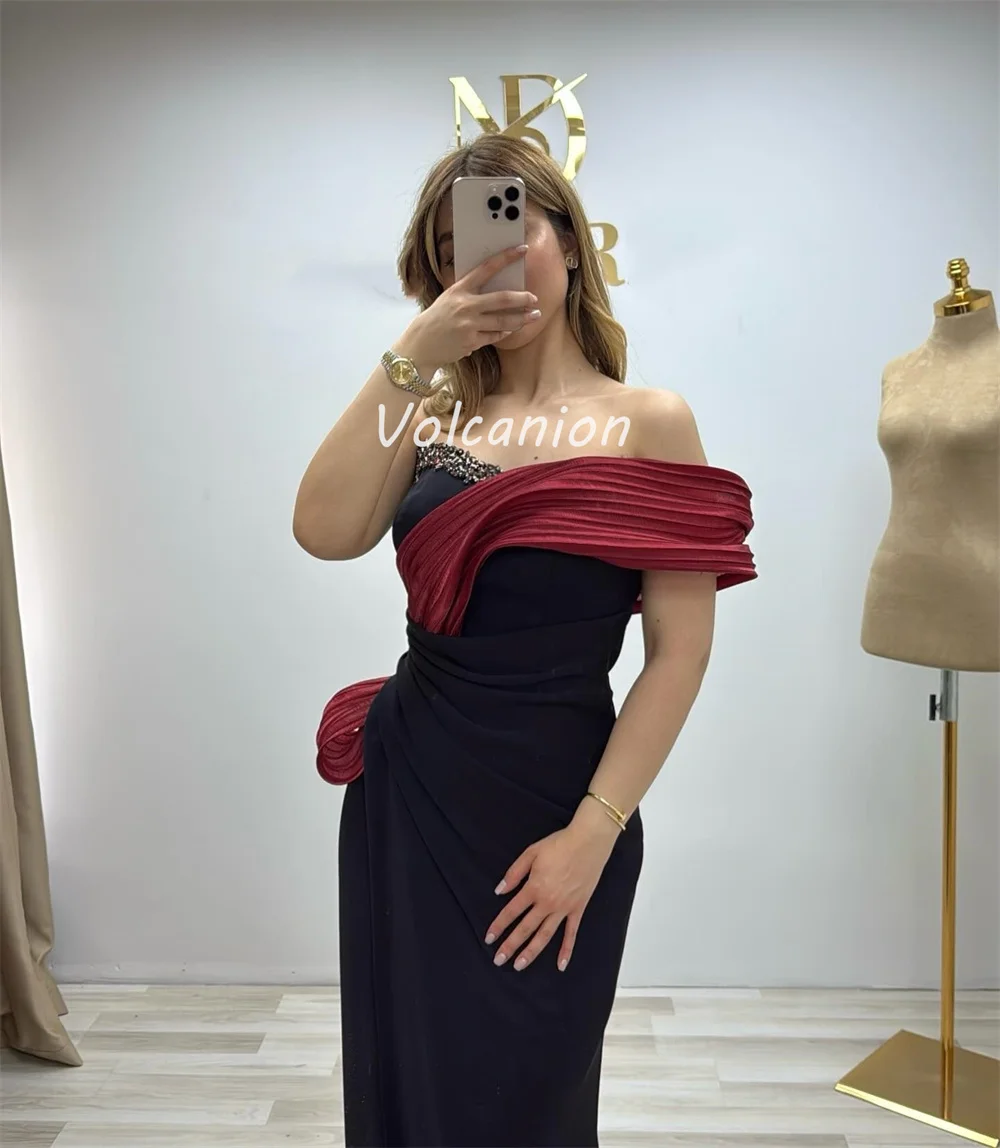 

Customized Sizes Available Sexy Organza Rhinestone Beading Pleat Straight Off-the-shoulder Long Dresses Bespoke Occasion Dresses