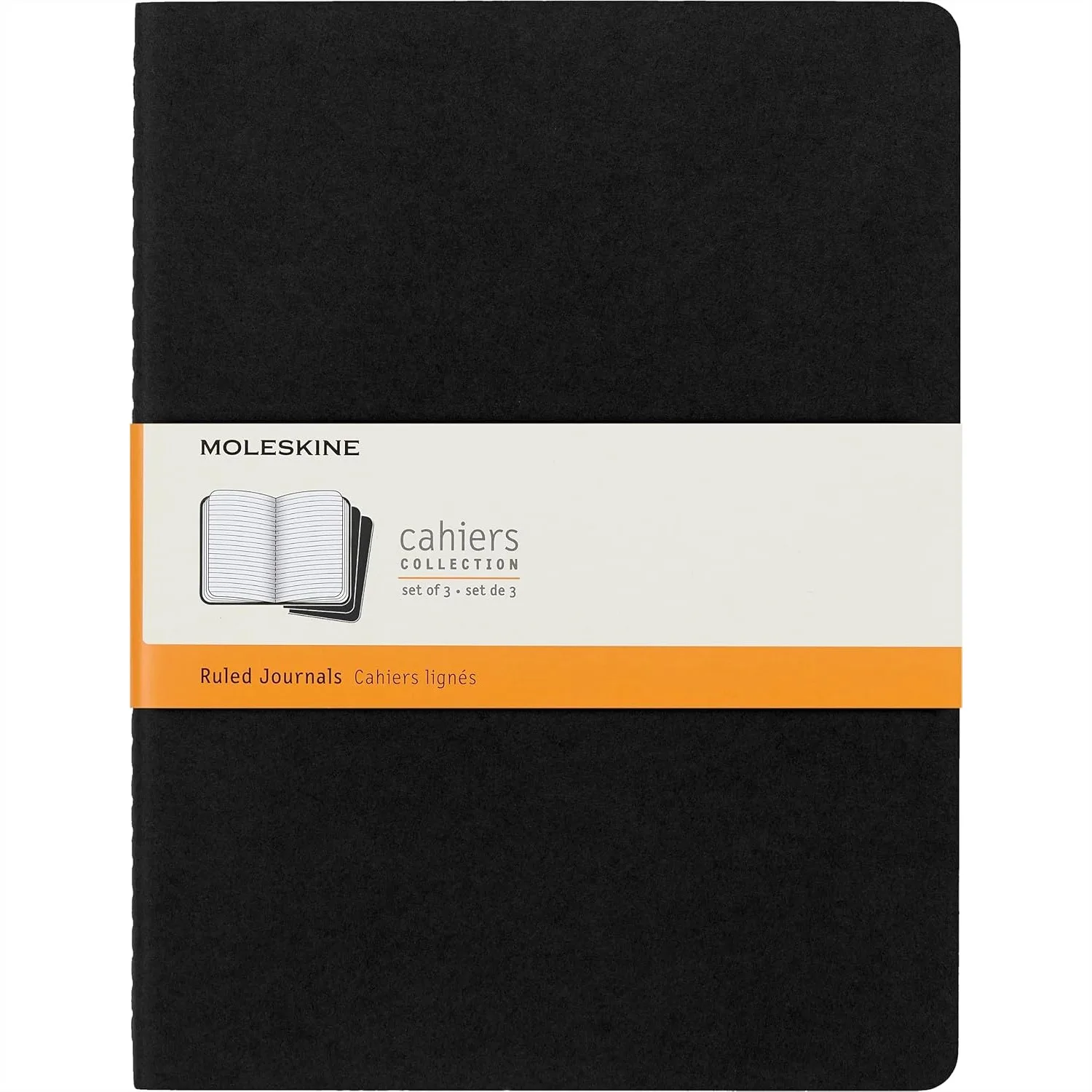 

Ruled Notebooks for Writing, XL 7.5x9.5 inch, 120 Pages, Soft Cover, Black, Set of 3