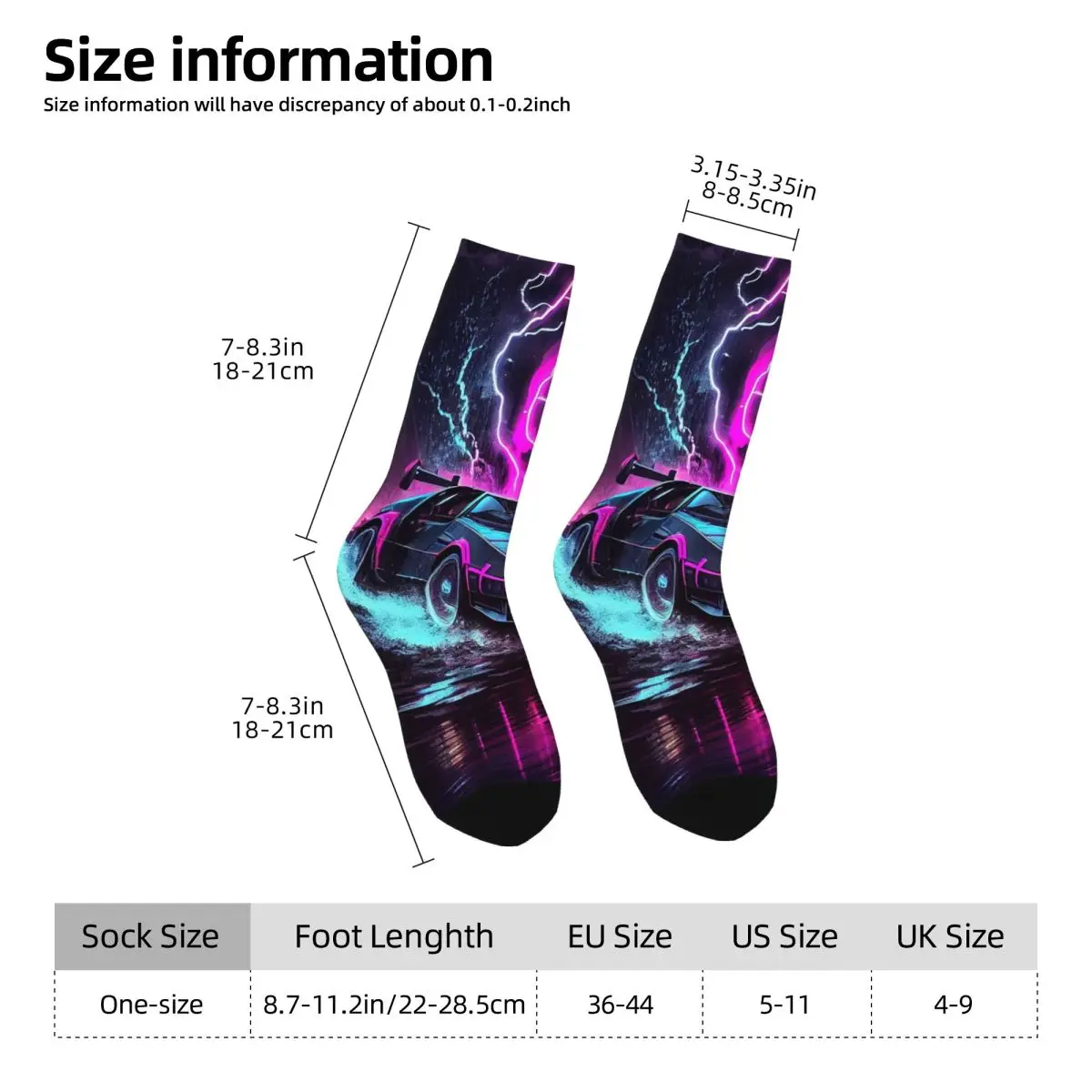 All Seasons Crew Stockings Neon Racing Pattern Cool And Dynamic Socks Fashion Long Socks for Men Women Valentine's Day Gifts