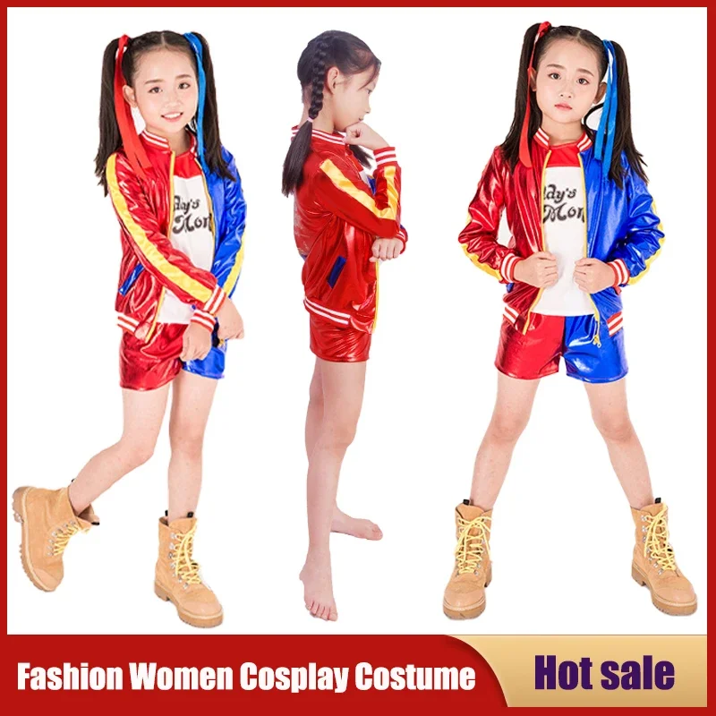 Cosplay Costumes for Girl and Woman, Suicide Clown Movie Suit, Harley, Squad Quinn, Monster, Jacket, Shorts, Anime Clothing Sets