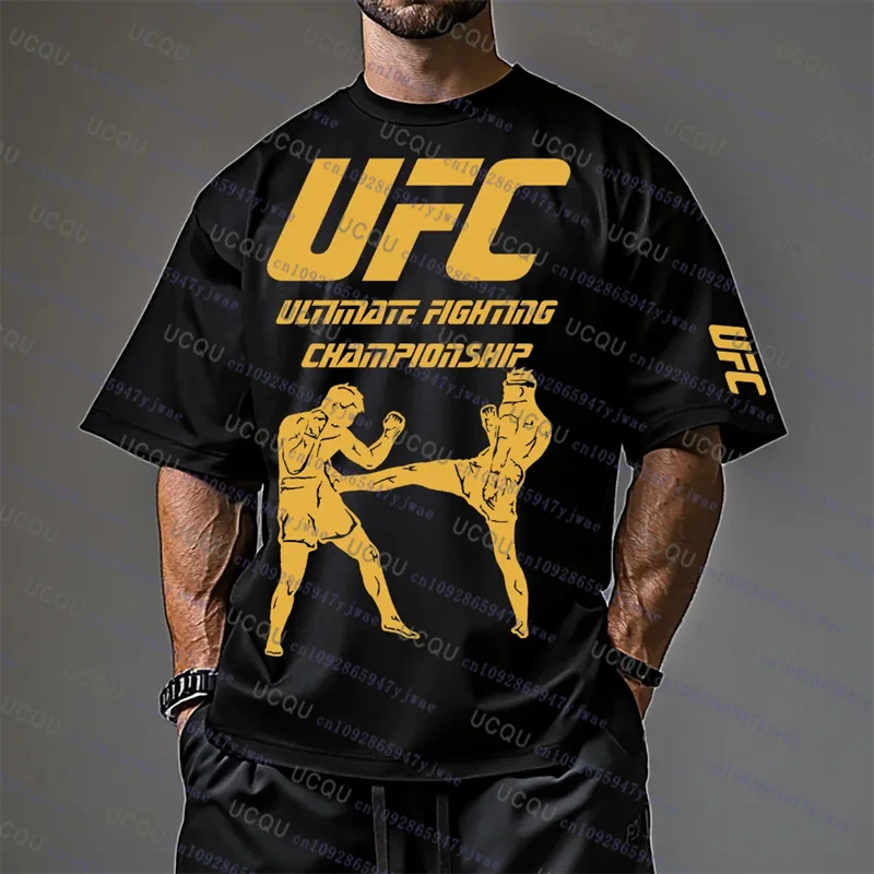 UFC القتال الملاكمة التي شيرت صيف جديد ثلاثية الأبعاد طباعة الجولة الرقبة تي شيرت رجالي عادية تنفس كبيرة الحجم سريعة الجافة قمة الموضة الرياضية