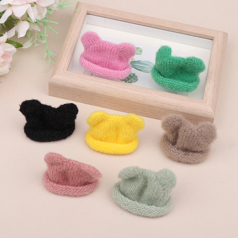 1/12 Doll Mini Colorful Knitted Hat Simulation Handmade Hats Toys Doll Dress Up Accessories For Kid Pretend Play Toy