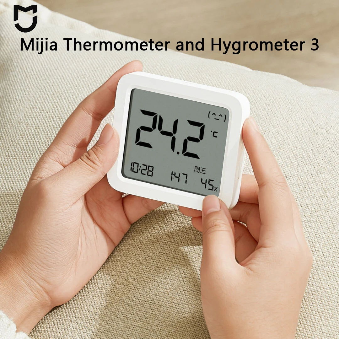 

Mijia Temperature and Humidity Meter 3 BLE5.0 Smart Thermometer Dual Measurement Electronic LCD Screen Display Works Mi Home APP