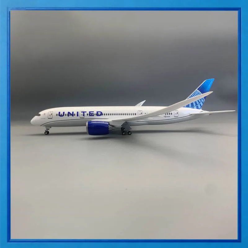 

Airplane Model 787 43Cm Simulation Static With Led Lights Landing Gears Desktop Ornament For Aviation Collectors