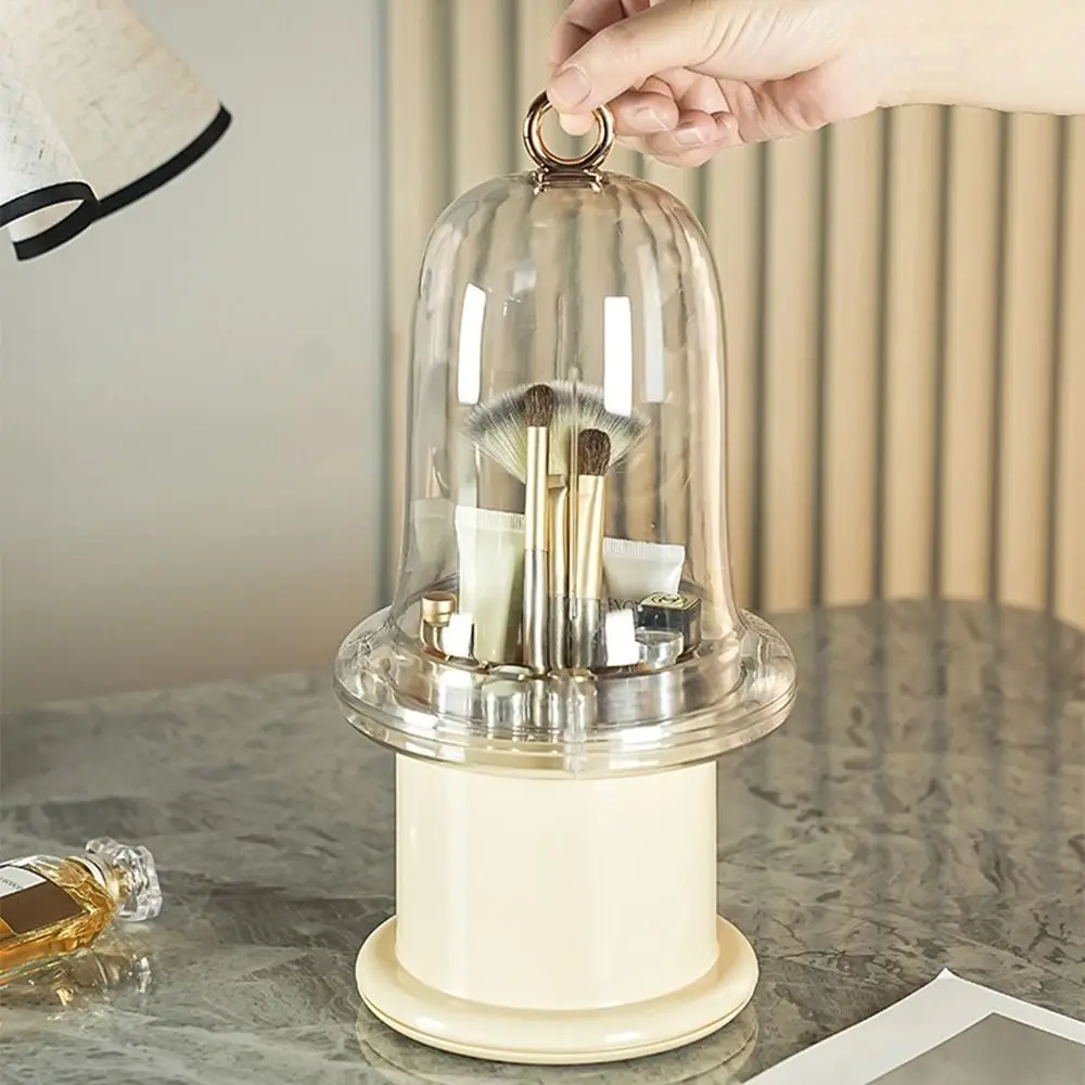 

Rotatable 360° Rotating Brushes Holder Large Capacity Dustproof Cosmetic Storage Box Waterproof with Clear Lid