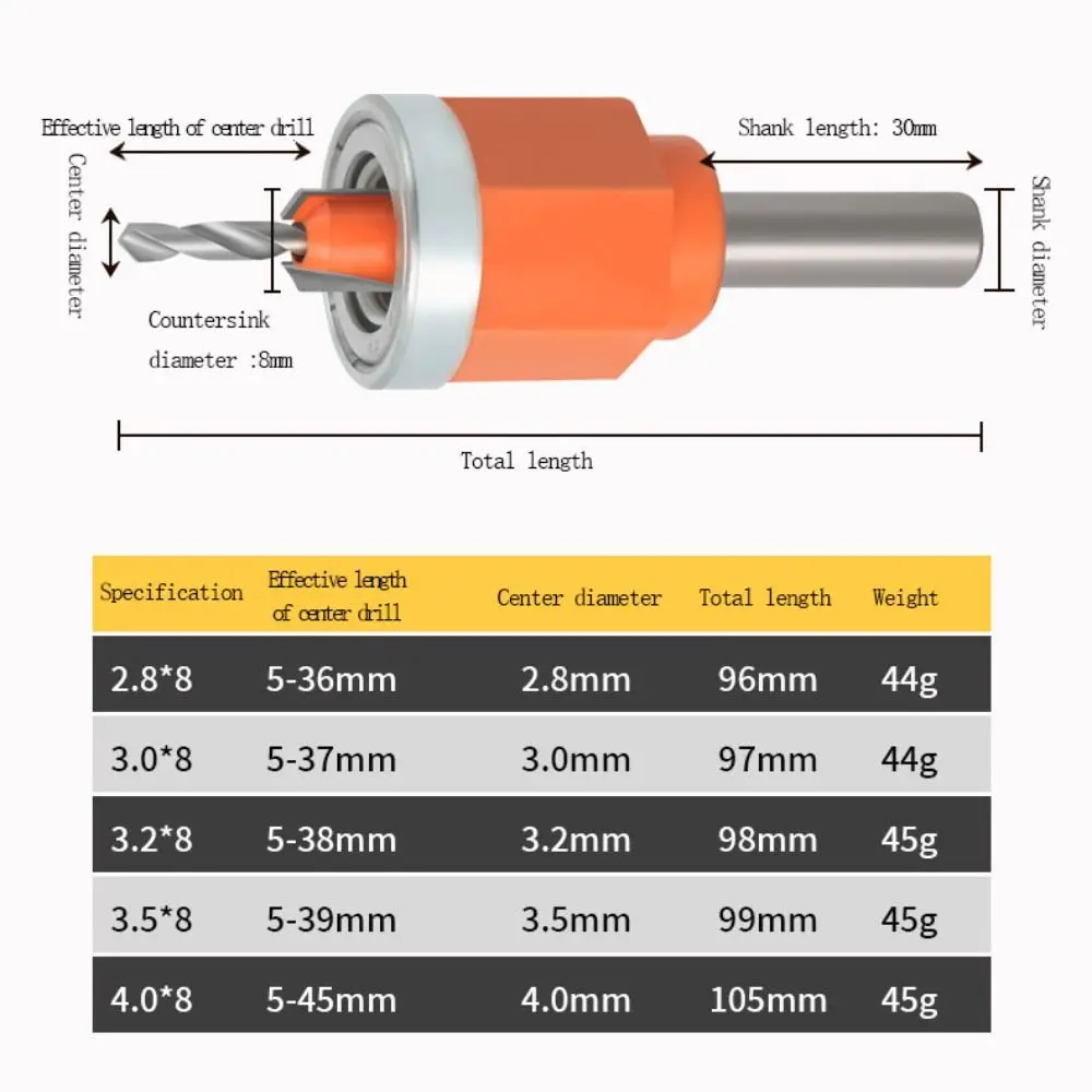 Punta Forstner solida e regolabile con limitatore Punta da trapano svasatore resistente all'usura Manico rotondo Lega di perforazione del legno Carpenteria