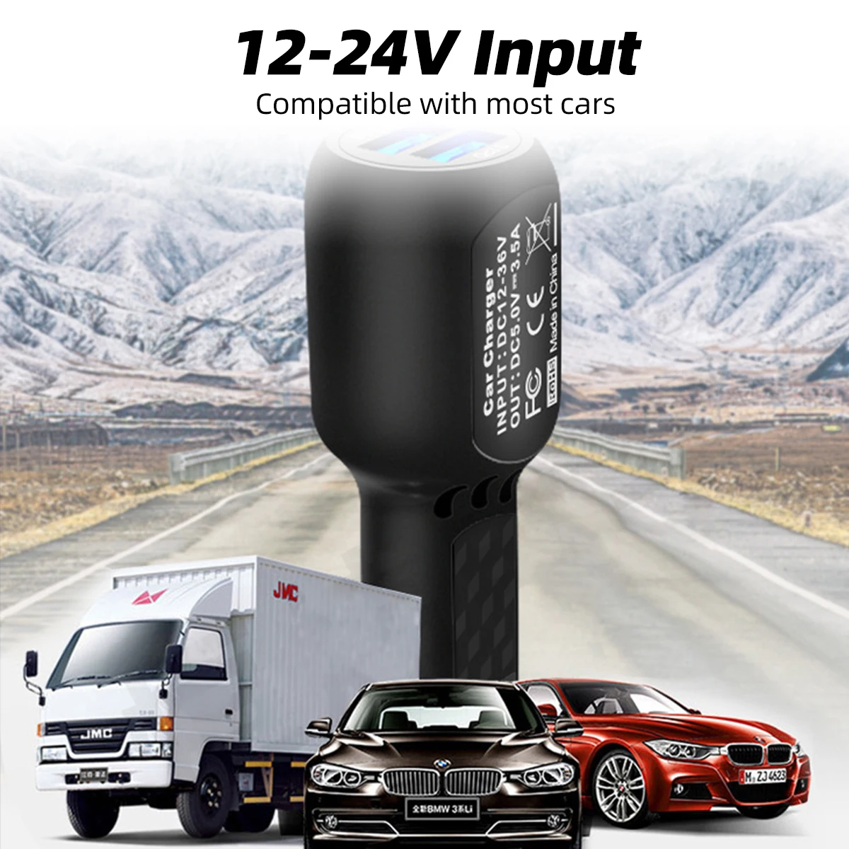 Mini Micro USB Car Charger 5V 2 USB Ports for DVR Vehicle Charging with 3.5M Car Cigarette Adapter Lighter Cable Socket Charger