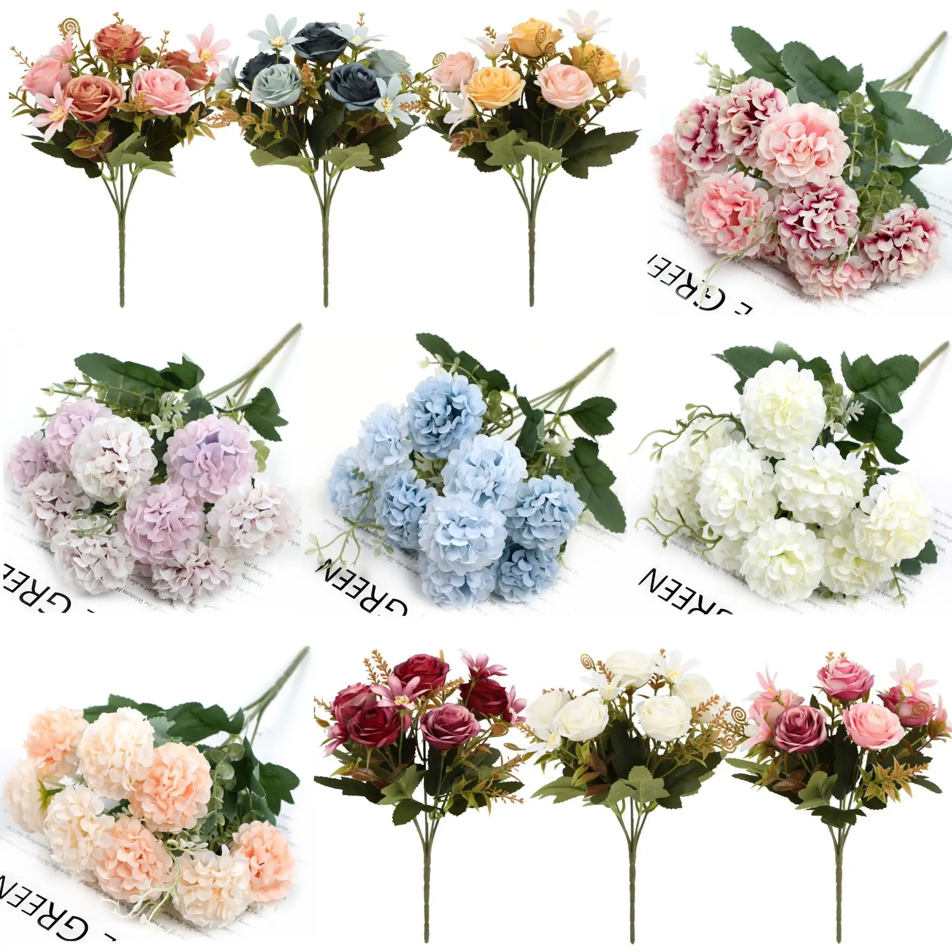 

Simulation roses, flower balls, chrysanthemums, a bunch of camellias, simulation flowers wedding home decoration ornaments