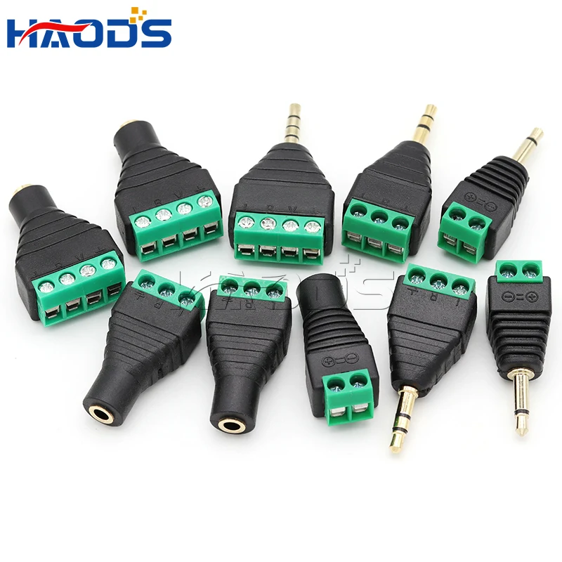 1/2PCS 3.5mm Earphone Audio Jack 3.5mm 2/3/4 Pole Connector Stereo Adapter AUX Audio Mono Channel Plug to Screw Terminal DIY