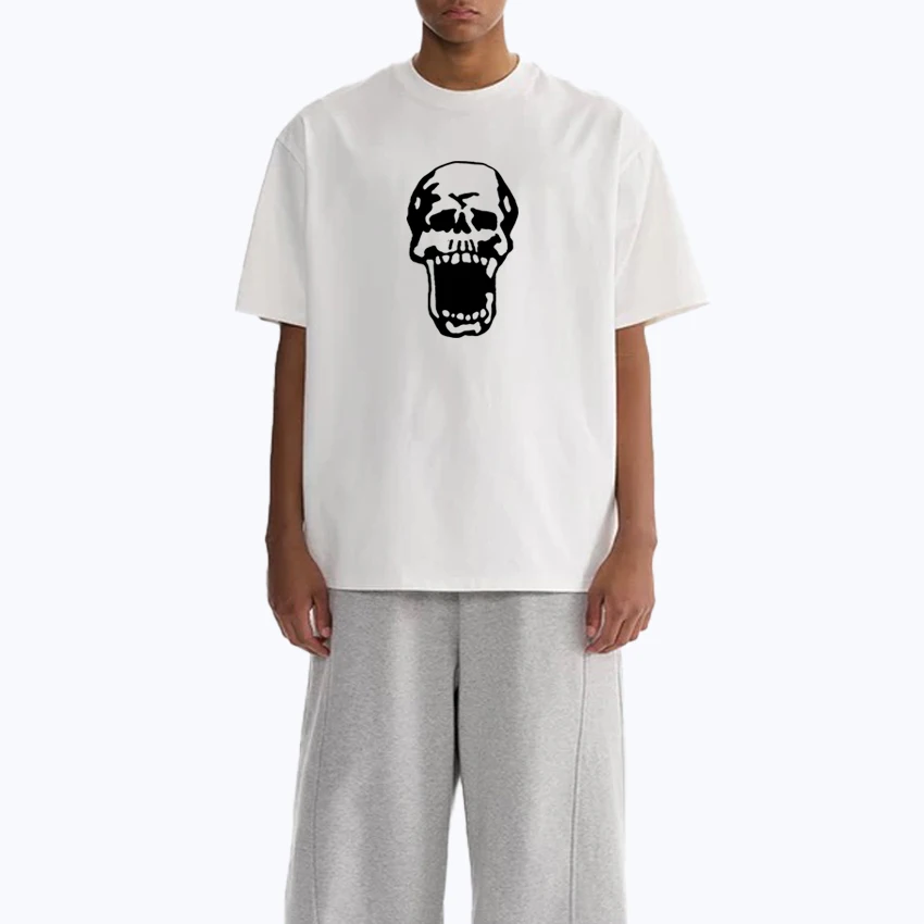 

Gothic Halloween Skull printed T shirt Men Women Hip Hop vintage vintage short sleeve T-shirts Unisex Oversized 100% Cotton Top