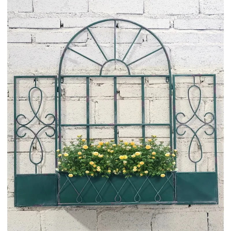 European Retro Wrought Iron Flower Rack, Fake Window, Balcony, Courtyard, Wall Decoration, Garden, Corridor, Plant Bonsai