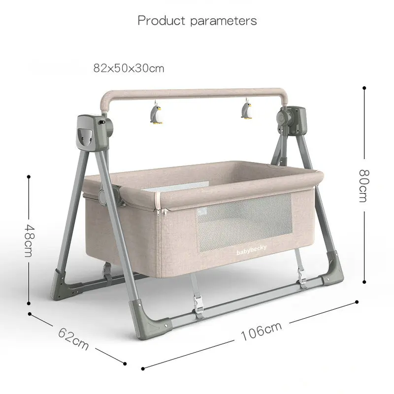 Keranjang Bayi Elektrik, Tempat Tidur Bayi Nyaman dengan Bluetooth & Remote, Tempat Tidur Bayi Baru Lahir Portabel 5 Mode Goyang