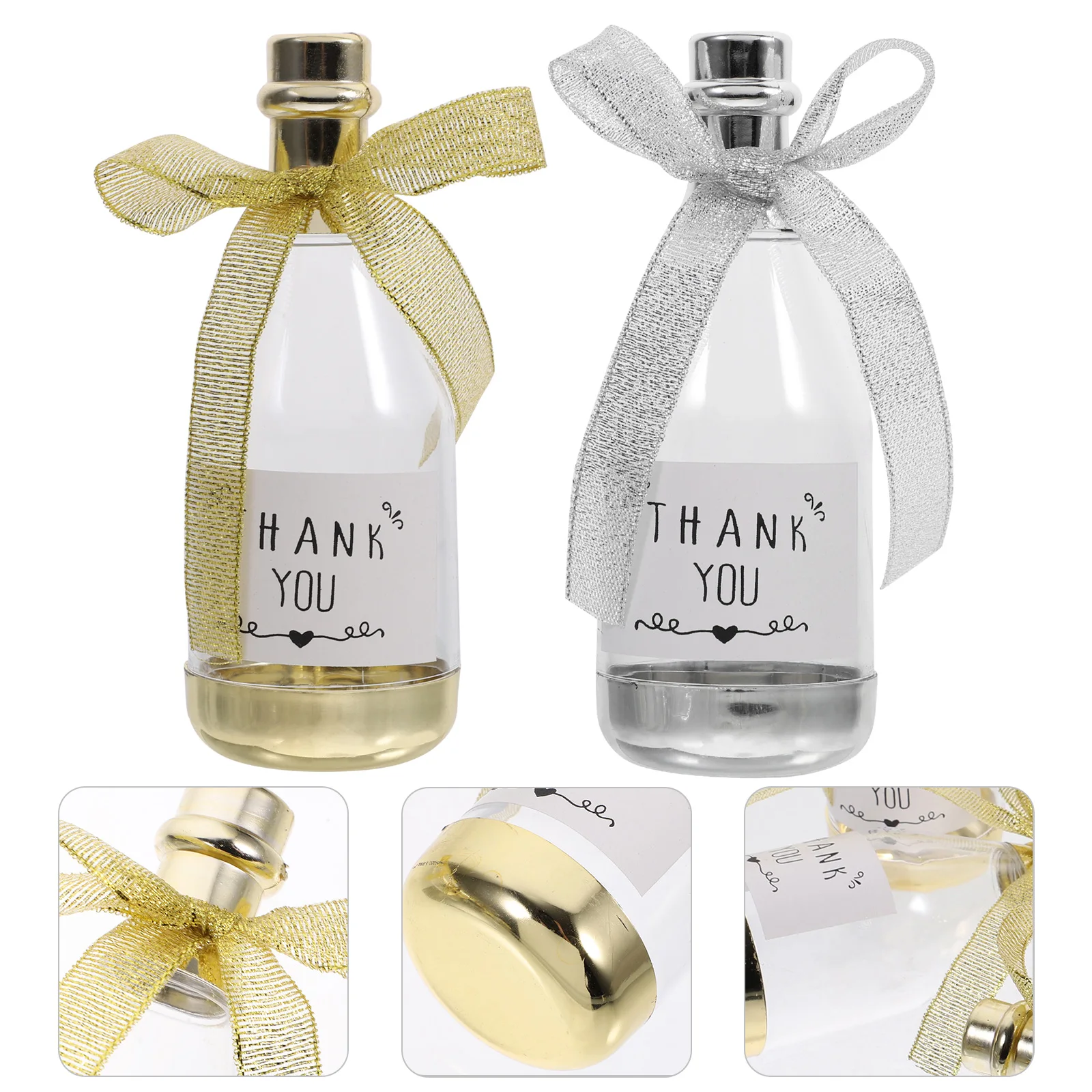 

12 Pcs Favor Bottle Favor For Wedding Clear Mini Treat Boxes Party Gifts Candy Boxes Silver Gold Decals