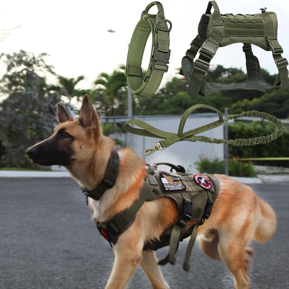 

Dog Harness Collar K9 Service Dog Vest Harness For Medium Dog Large Military Dogs Tactical Straps Leash Malinois Training