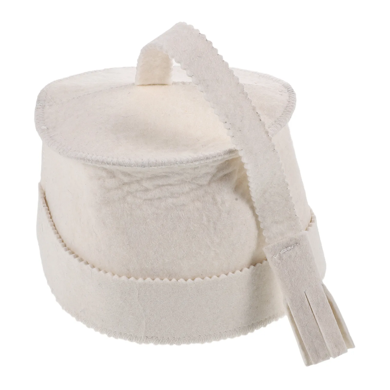 Wool Sauna Hat Natural Thick Wool Sauna Cap for Men Women Unisex Tassel Design Insulating Headgear Spa Steam Room Banya