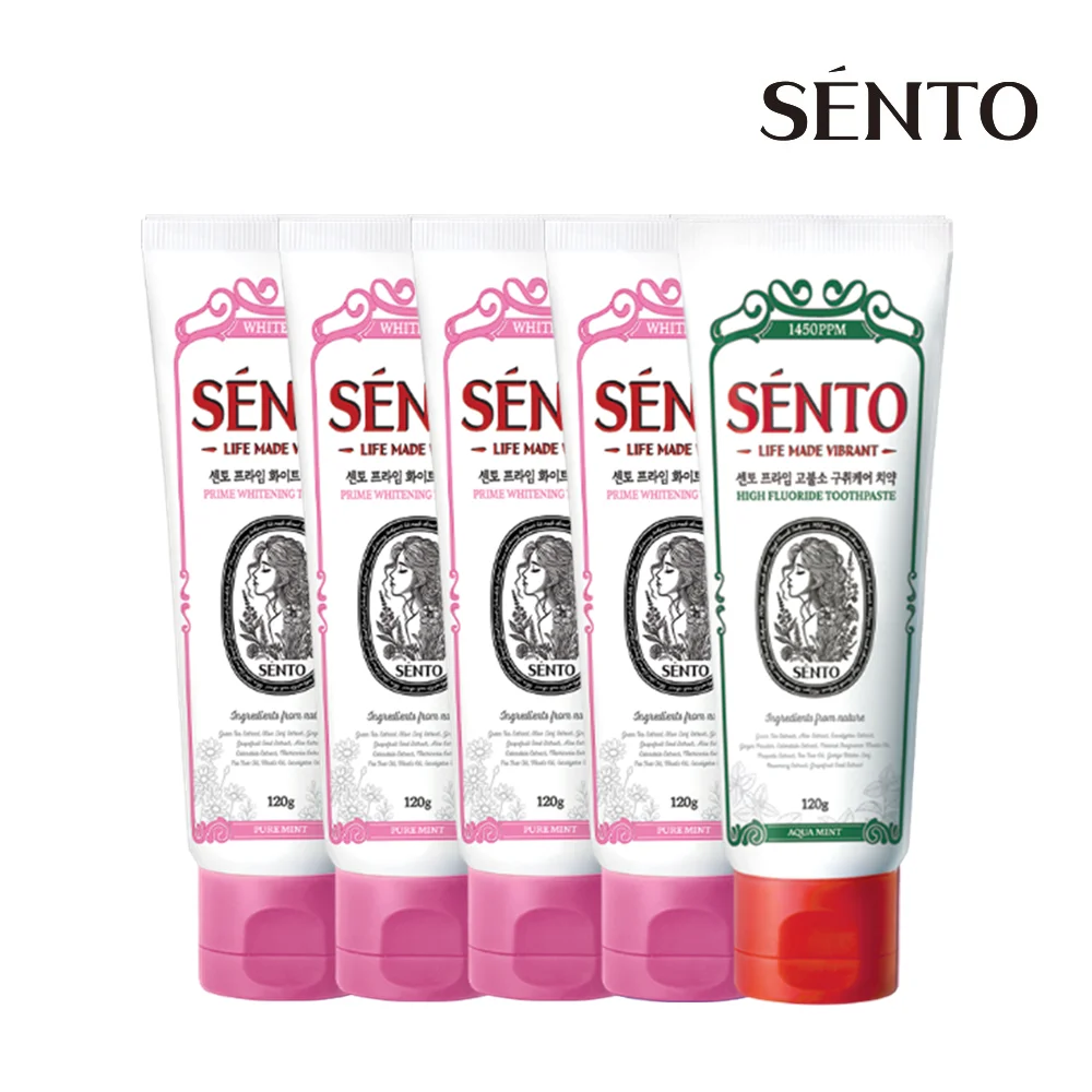[نمو 4+1] معجون أسنان SENTO Prime Bad Breath/اللثة/التبييض/الفحم الأسود 120 جم 4 + 1