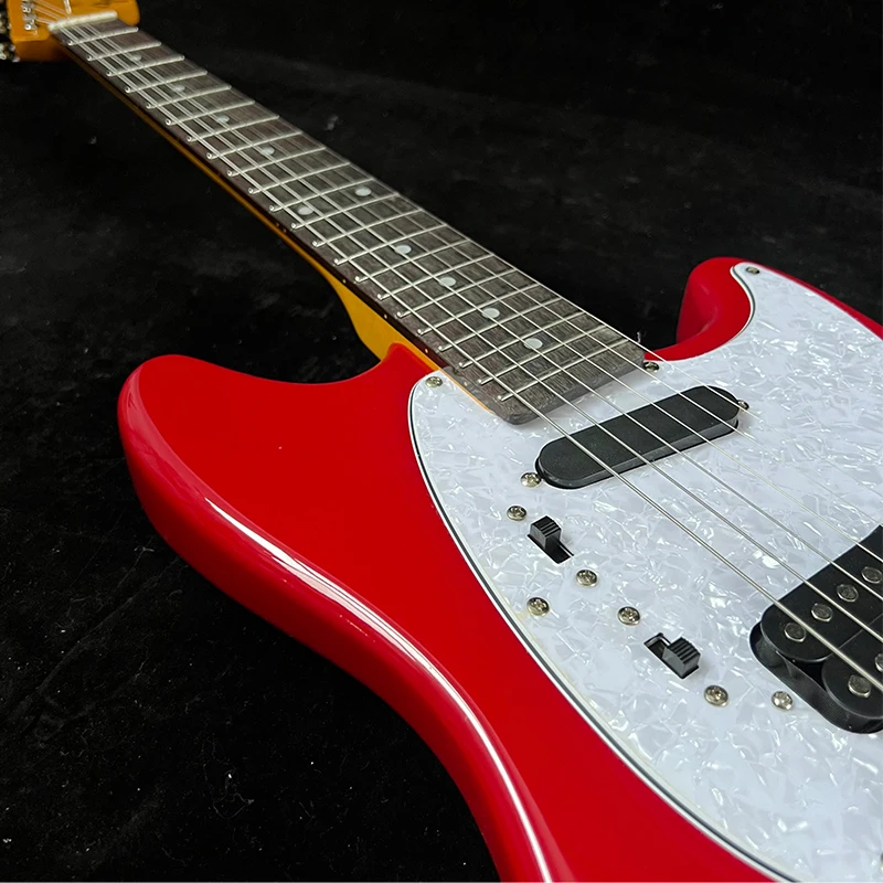 Red Gloss Electric Guitar with Maple Neck & Mahogany Body, 22 Frets, Rosewood Fretboard, Set Up, Tremolo System, Bone Nut, Free Shipping from US Warehouse
