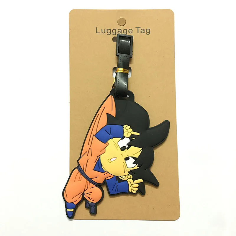 Anime Drachen ball Figur Sohn Goku Reisegepäck Cartoon Boarding Tag Anti-Lost tragbare Tasche Anhänger Dekor Kinder Geburtstags geschenk