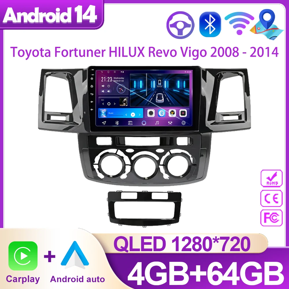 

For Toyota Fortuner HILUX Revo Vigo 2008 - 2014 Video Player Android Auto Radio Navigation Multimedia Stereo Carplay No 2din DVD