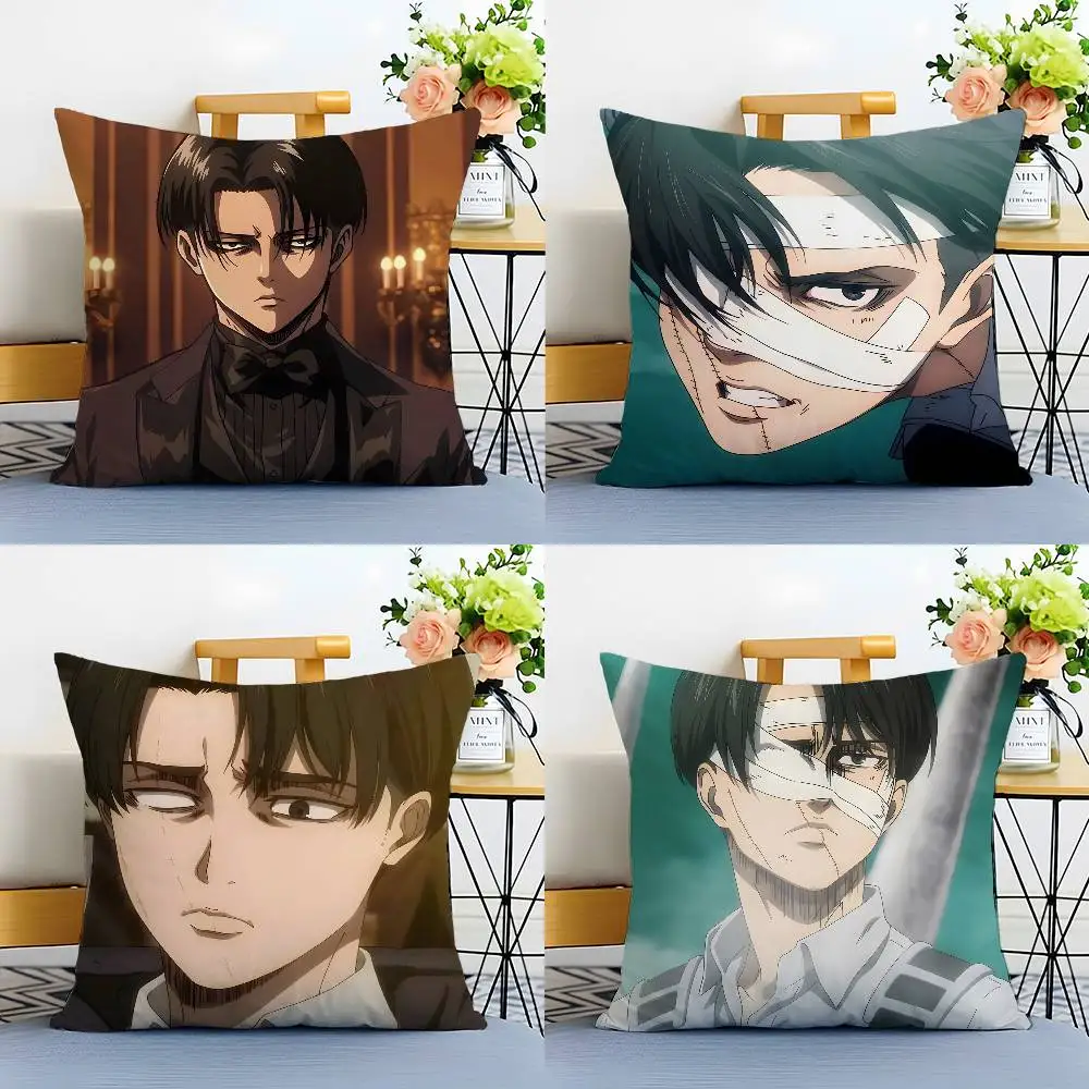 1pc Levi Ackerman Attack On Titan Pillow Case Anti-dustmite Pillowcase Invisible zipper silky plush Sofa
