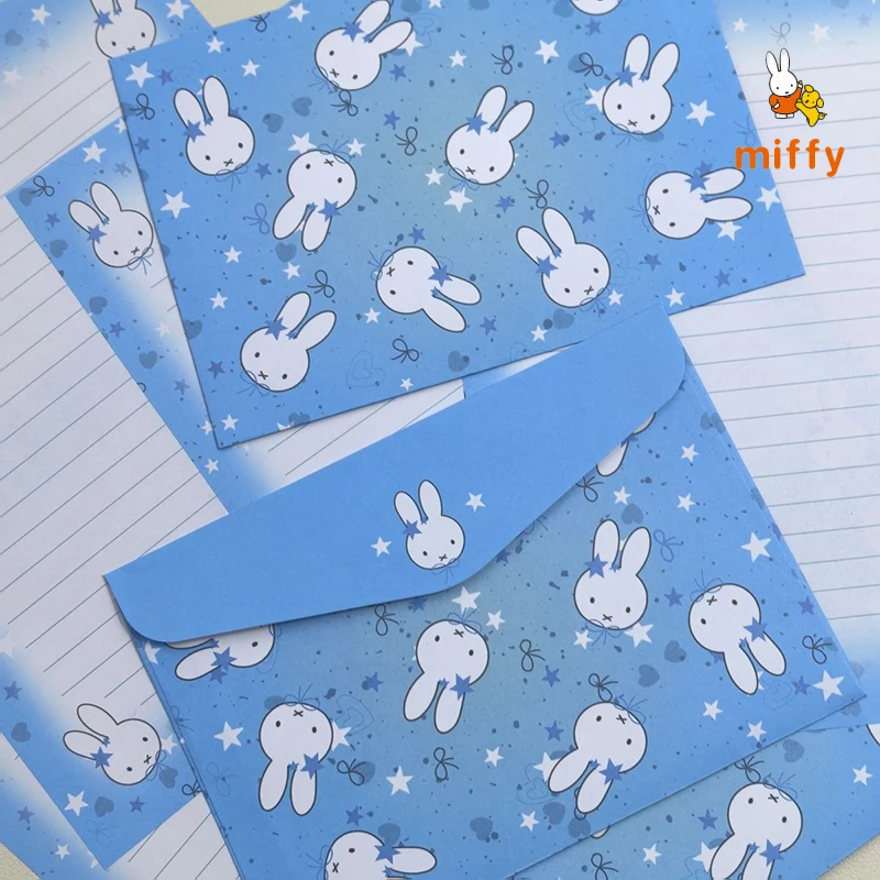 20 Pcs Kawaii Miffy Envellopes and Sheets of Letter Paper Dopamine Unique Handwritten Greeting Card Creative Blessings Fans Gift