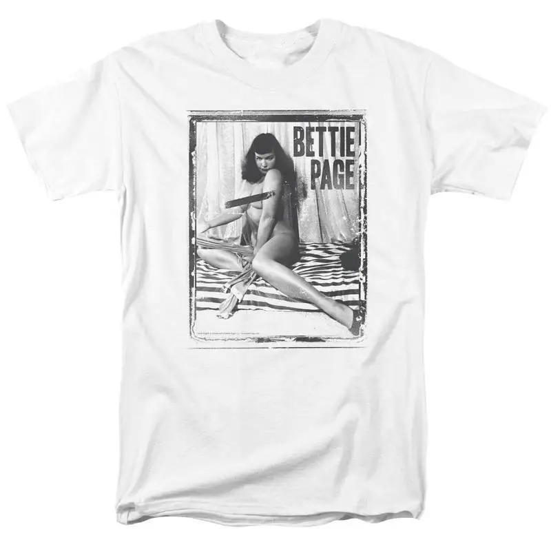 Bettie Page T shirt throwback design adult regular fit white graphic tee PAG675