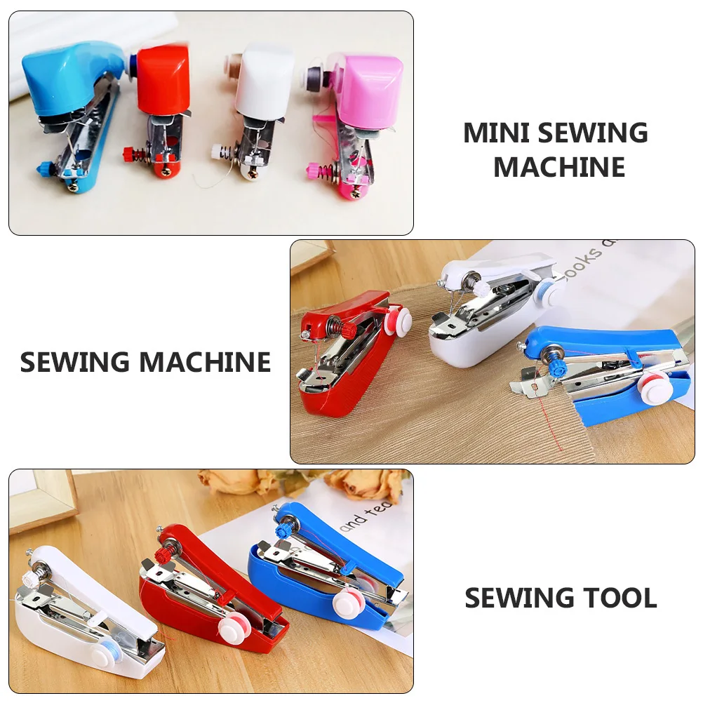 

3 Pcs Mini Sewing Machine Manual Small Light Portable Emergency Sewing Repair Kit for Travel Outdoor Home Use Handheld Metal