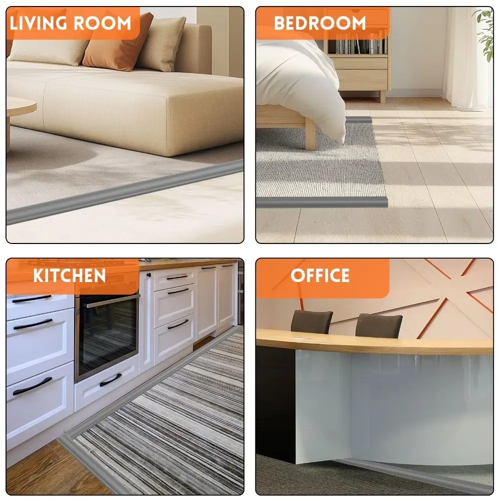

PVC Carpet Edge Trim Strip Cuttable Flexible Floor Transition Strip Self Adhesive Waterproof Tile Transition Cover Tile