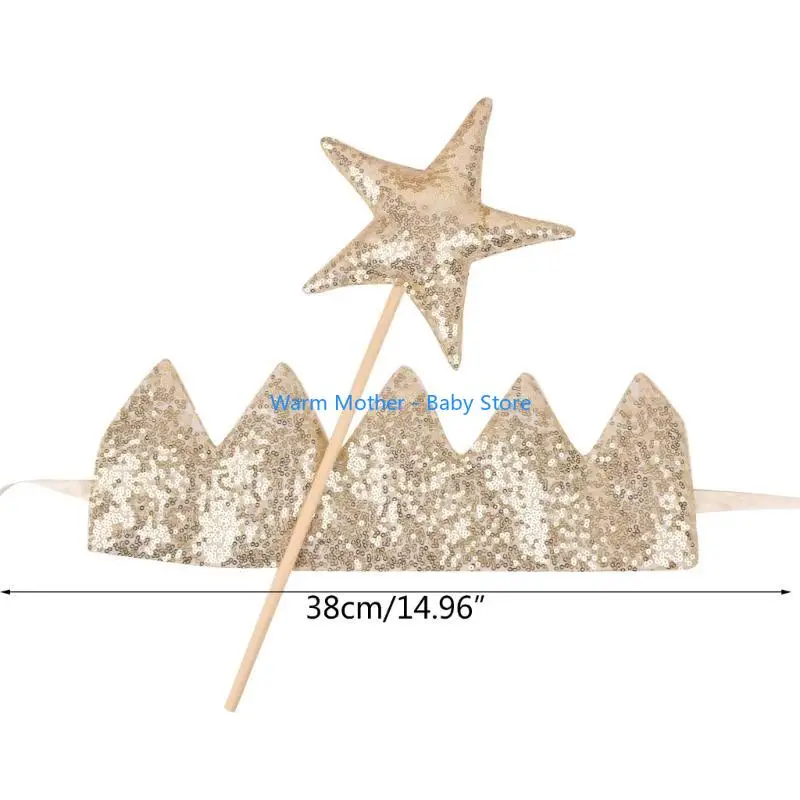 Properti Fotografi Tongkat Peri Ikat Kepala Mahkota Berkilau untuk Pertunjukan Panggung Acara 57QE