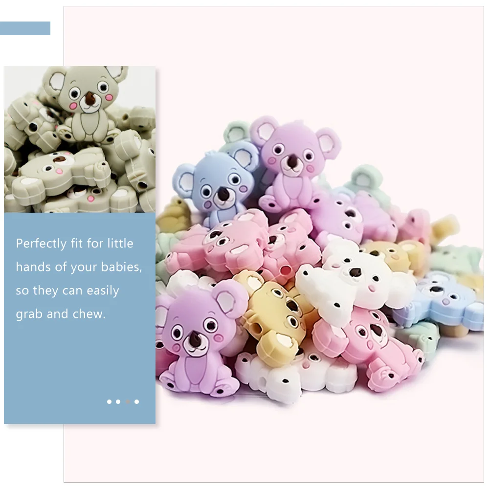 10 Pcs Ilicone Baby Chew Beads Silicone Koala Toy Pacifier Chain Accessories Parts Toddler Newborn Boy Toys