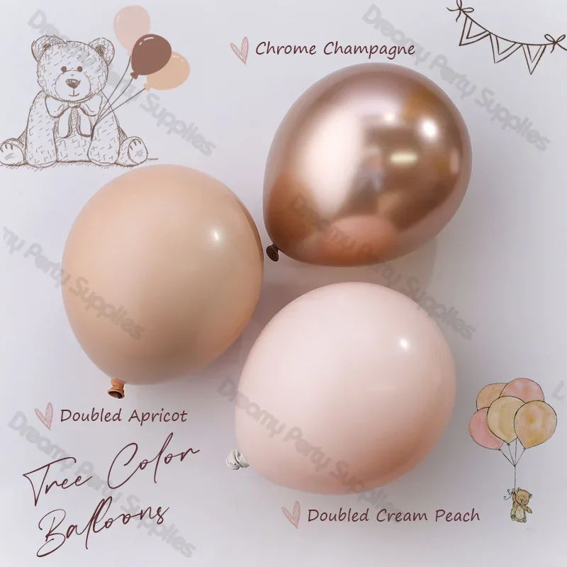 Cream Peach Apricot Balloons Set Champagne Pink Balloon Gender Reveal Wedding Bride To Be Decorations Baby Shower Party Supplies