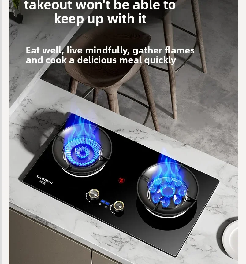 Skyworth 2 Burner Gas Stove Natural Gas LPG Built in Kitchen Stove for Home Use LAD