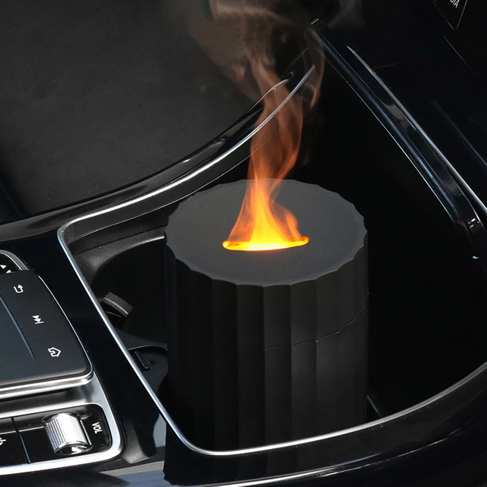 Car Diffuser Flame Humidifier Essential Oil Aroma Aromatherapy Diffuser Auto Air Purifier Air Freshener With LED Light