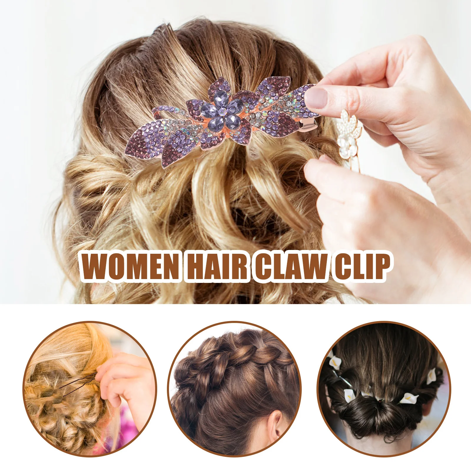 

Rhinestones Hair Clip Elegant Metal Barrette for Women Stylish Daily Wedding Party Wear Bling Hair Accessories