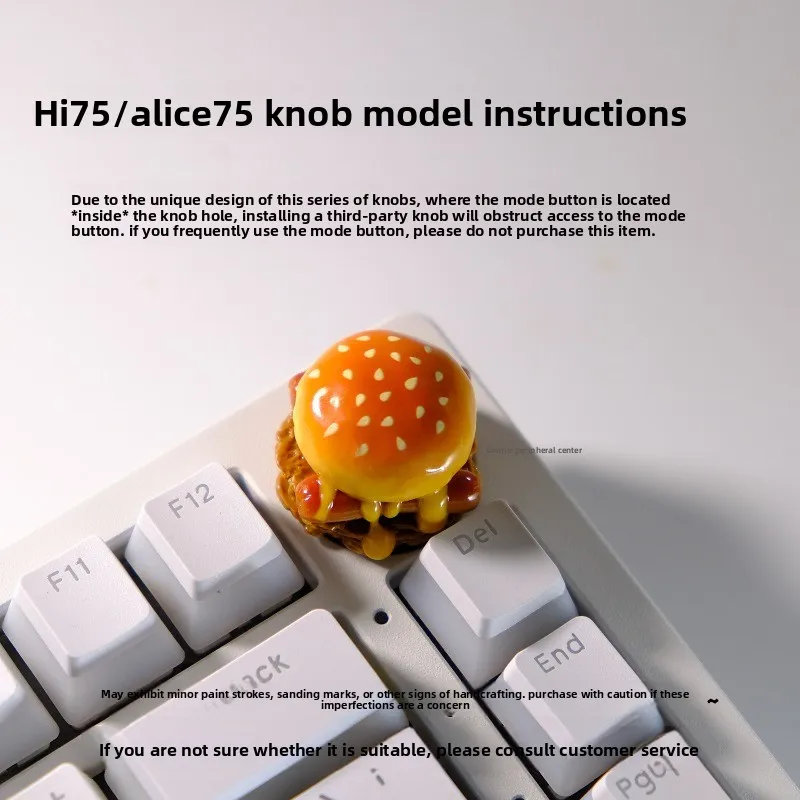 Cute Burger Keycaps Original Design Cartoon Keycaps for Mechanical Keyboard Personalized Customization ESC Artisan Keycaps Gift