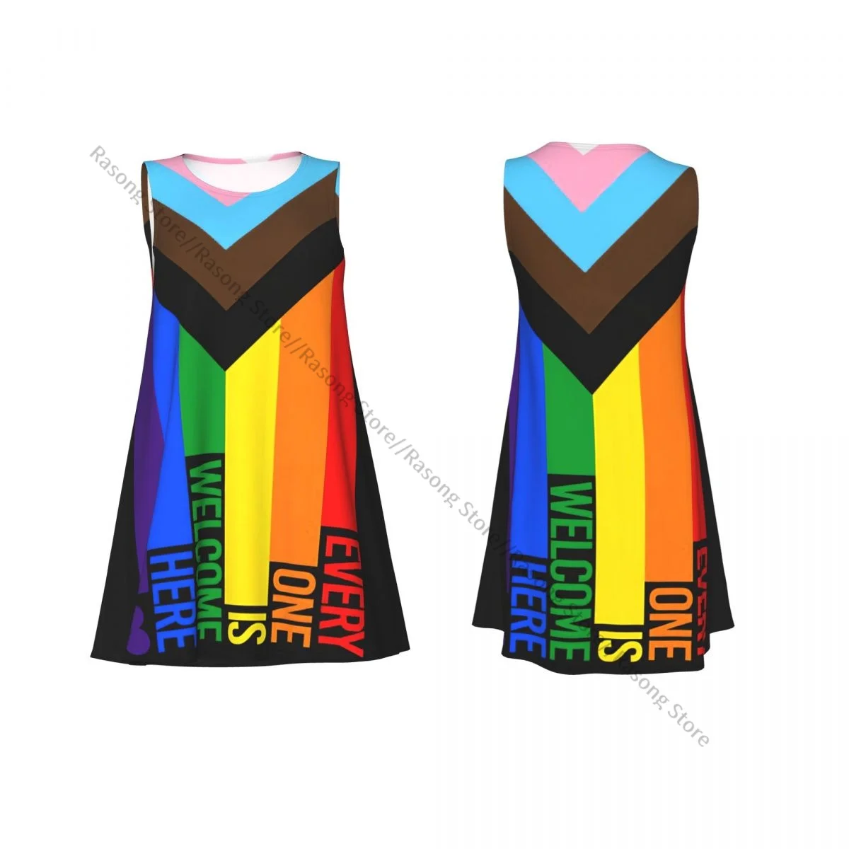Women's Dress Summer Casual T Shirt Dresses Beach Cover up Pride Flag Rainbow Tank Dress