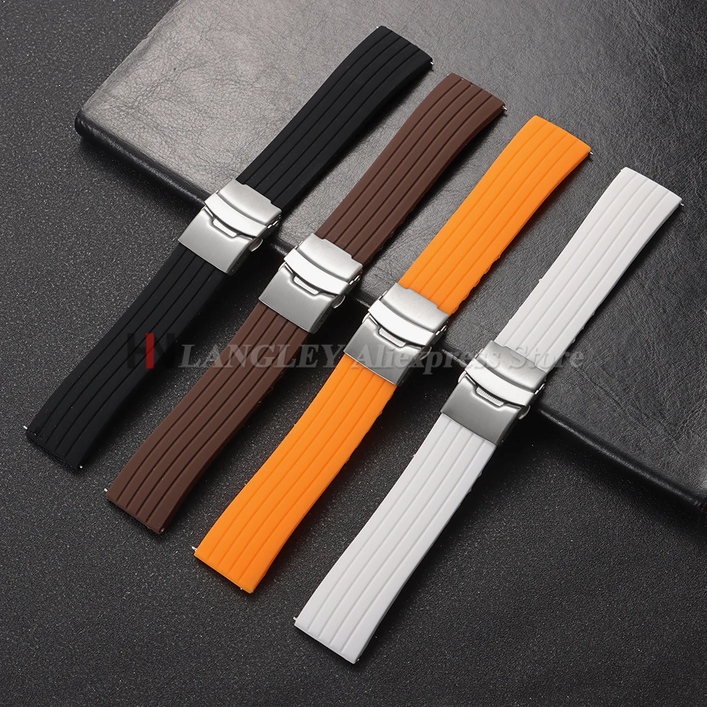 Watch Buckle 16mm 18mm 20mm 22mm 24mm Fold Safety Clasp Double Press Buckle Stainless Steel Deployment Clasp Silver Black Gold