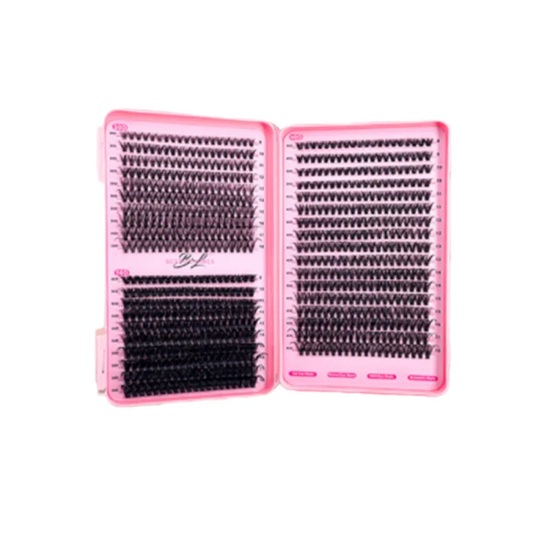 800クラスターDIY大容量10mm長さカラフルミックスセグメントまつげエクステンションキットシングルタフトつけまつげツールキット