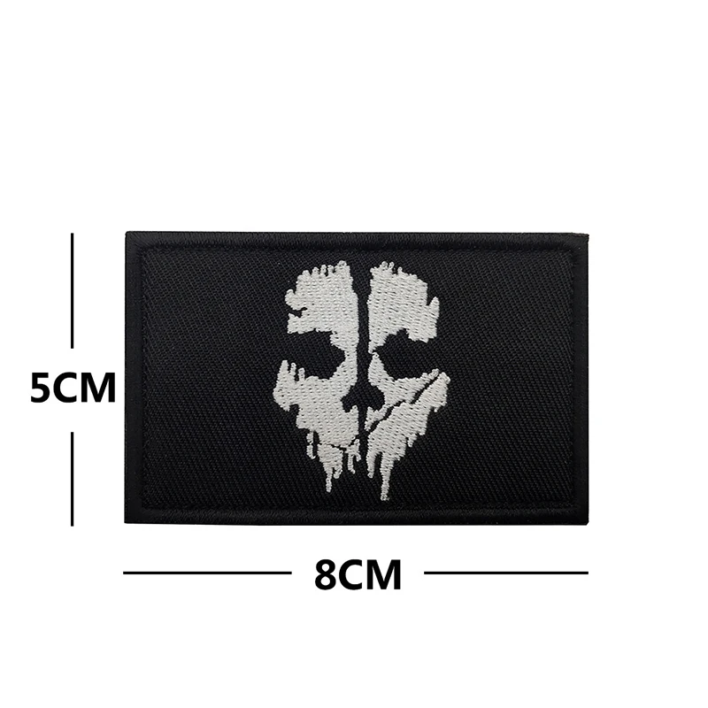 Parche táctico bordado máscara fantasma calavera Punk para ropa - imagen 2