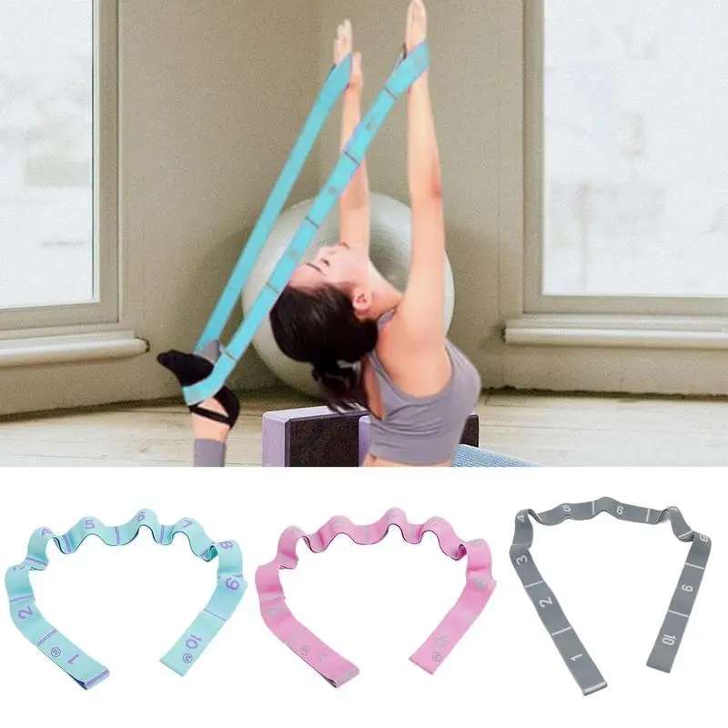 Stretching Strap With Loops 10 Loops Leg Stretcher Belt Strength Bands Elastic Fitness Strap For Yoga Pilates Stretching