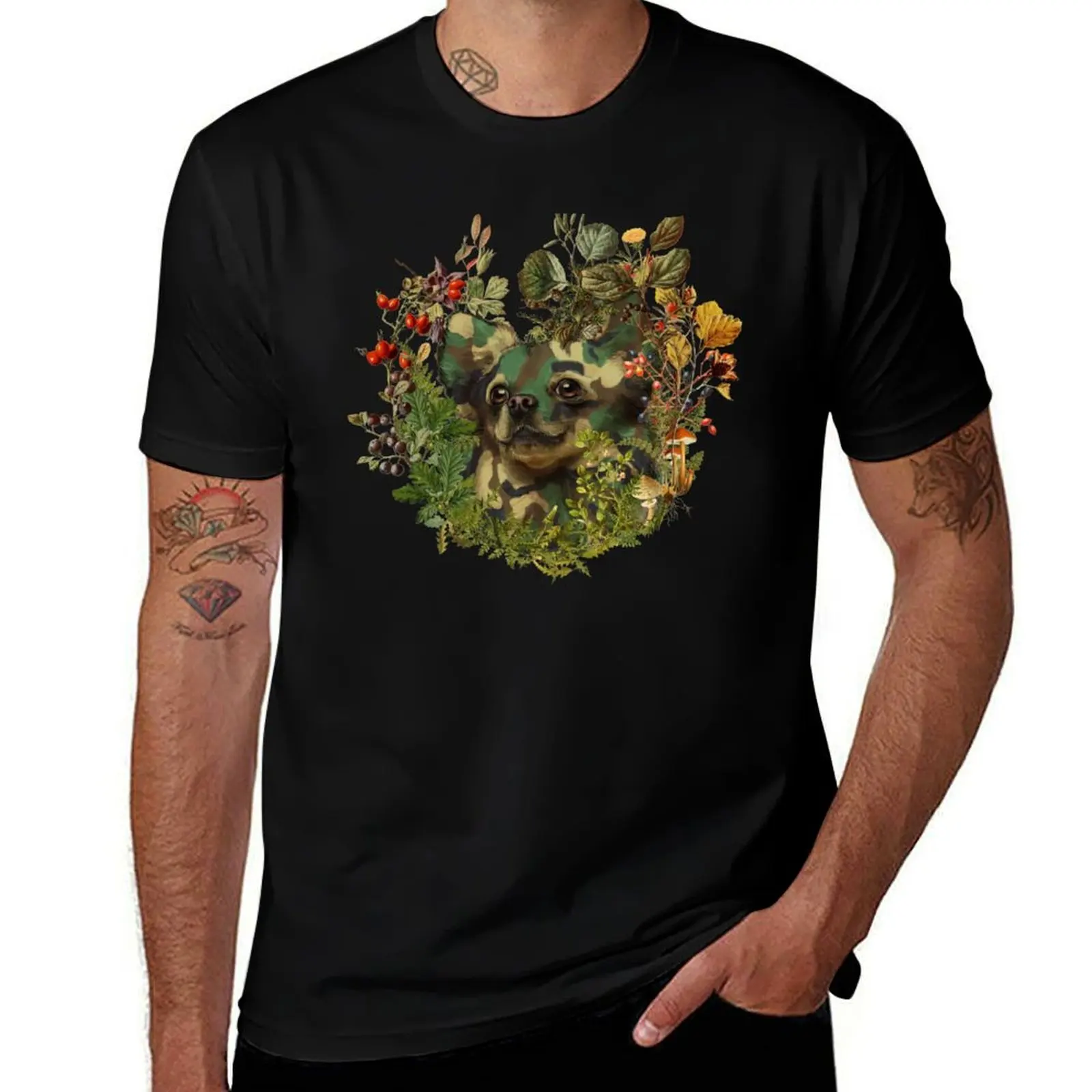 Camo Chihuahua Forest Adventure T-Shirt cute clothes oversize t-shirts man designer t shirt men