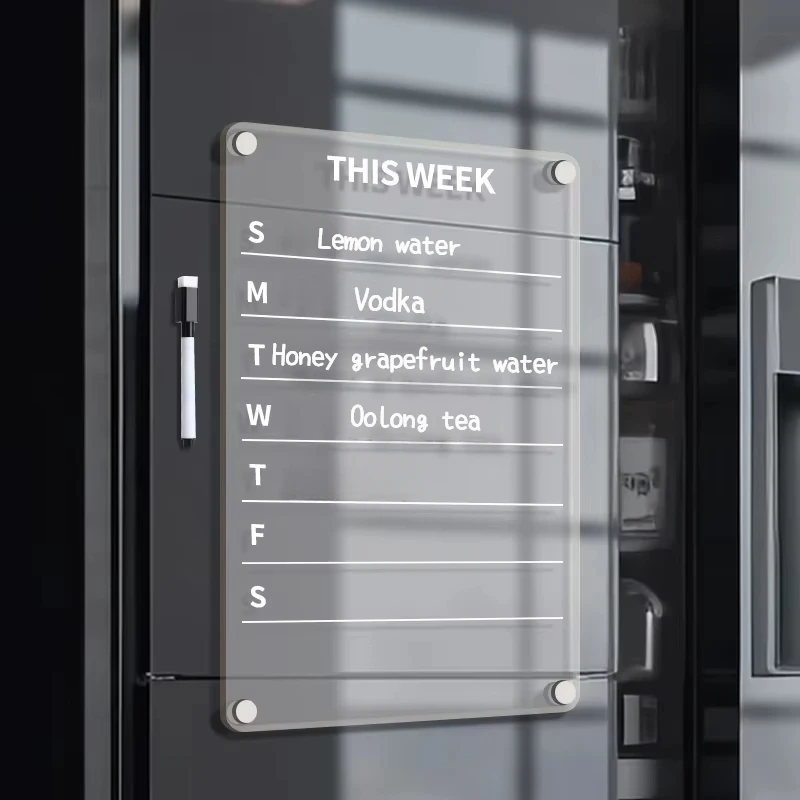 Löschbare Nachrichtentafel aus Acryl, magnetischer Mahlzeitenplan für Kühlschränke, magnetische Menütafel, Planungstafel, Notiztafel für den Kühlschrank