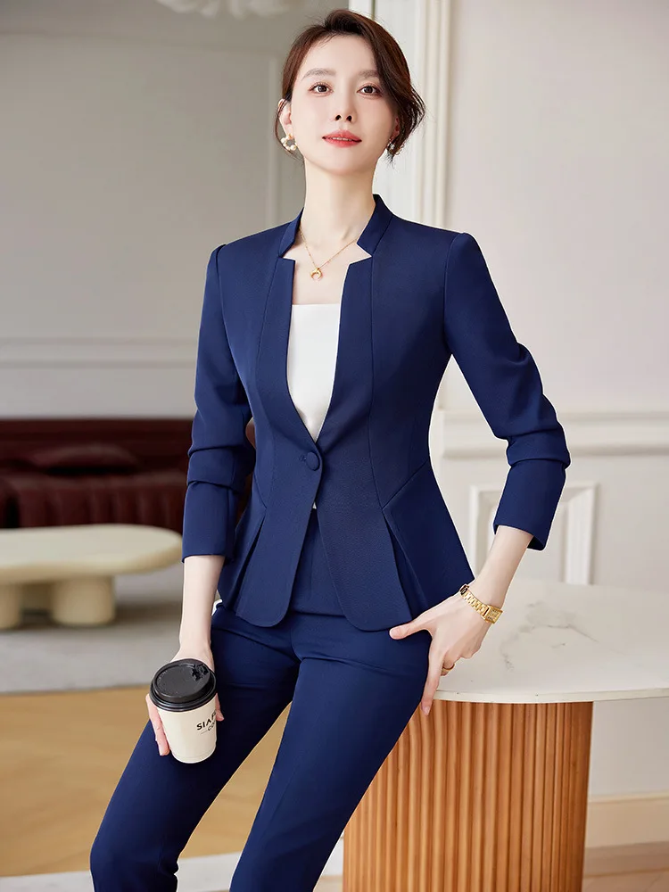 Formal Pantsuits Ladies Office Professional Career Interview Women Business Work Wear Outfits Blazers Trousers Set Plus Size 4XL